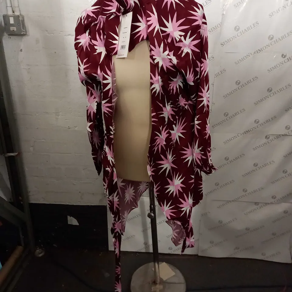 BERRY CUT STAR DONNA STAR-WRAP DRESS UK SIZE 10
