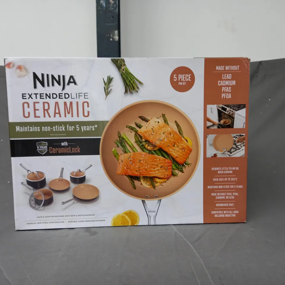 BOXED NINJA EXTENDED LIFE CERAMIC 5 PIECE COOKWARE SET CW95000UK