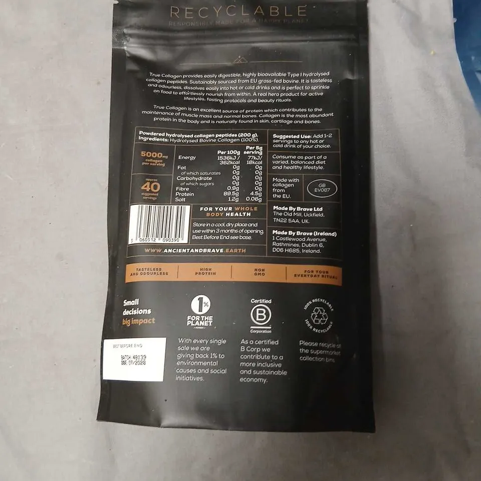 ANCIENT + BRAVE TRUE COLLAGEN POWDER 200 G – GRASS-FED BOVINE