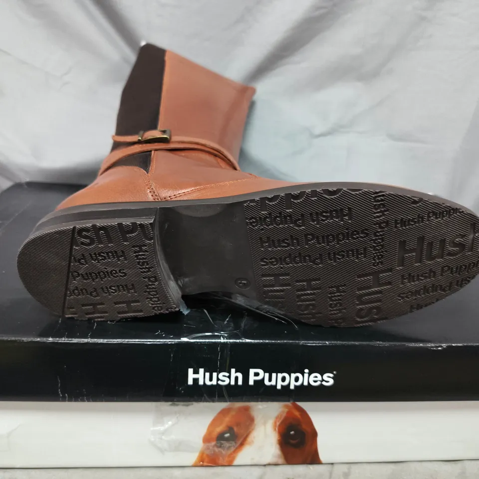 HUSH PUPPIES VICTORIA LONG BOOTS – WOMEN’S TAN LEATHER KNEE-HIGH BOOTS, UK 5