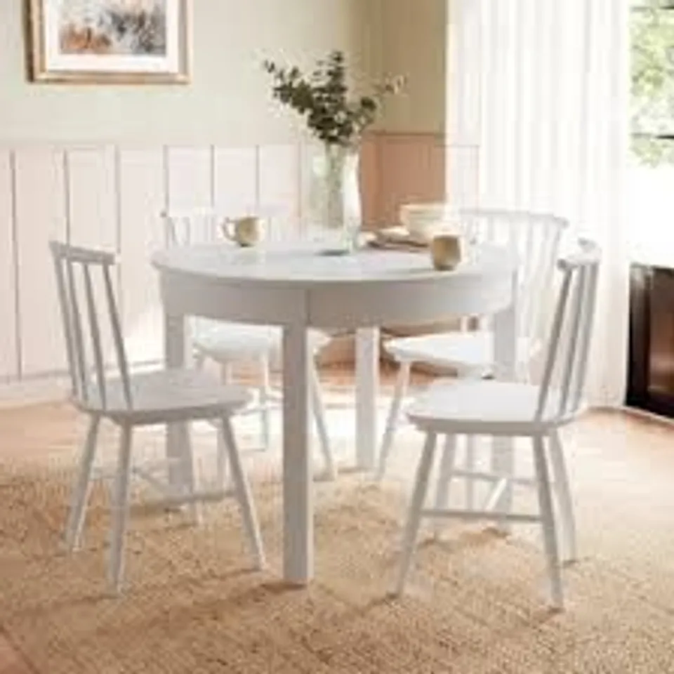 BOXED LYNTON ROUND 4 SEATER DINING TABLE - WHITE (1 BOX)