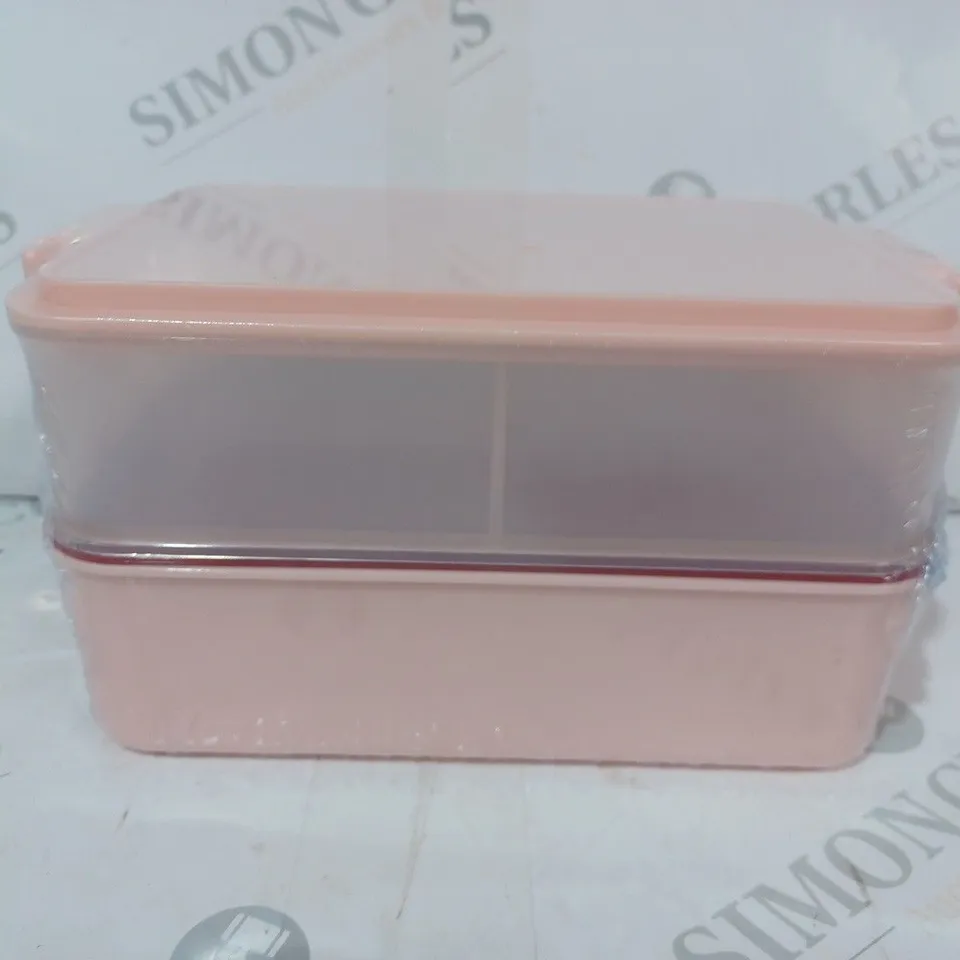 BOXED LINOROSO DUAL LUNCH BOX IN PINK