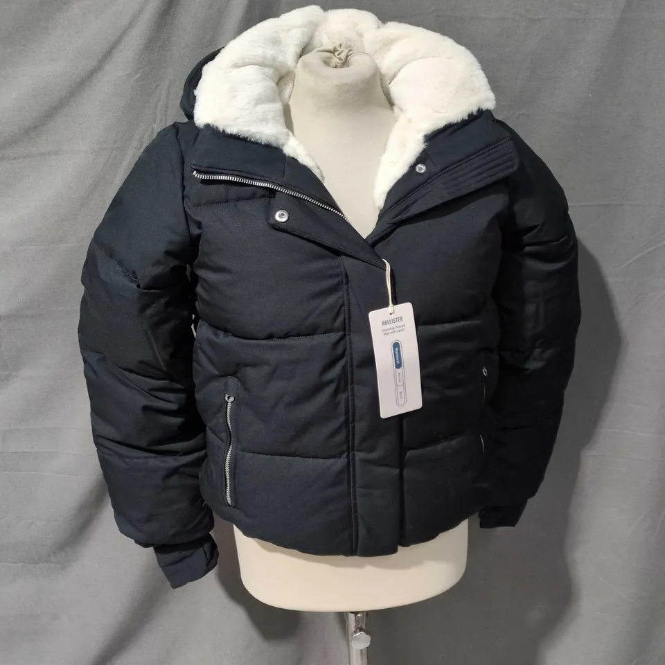 HOLLISTER WOMEN’S WARMEST PUFFER JACKET - BLACK, SIZE XS