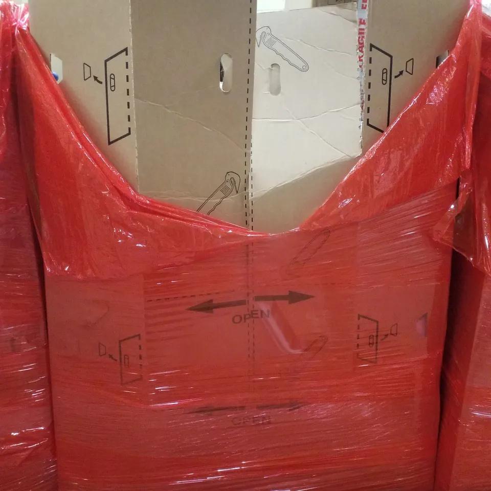 PALLET CONTAINING ASSORTED PRODUCTS INCLUDING SATELLITE SPEAKER STANDS, MONITOR SCREEN PROTECTOR, SPIN MOP, PLAYPEN & ROLLER BLIND