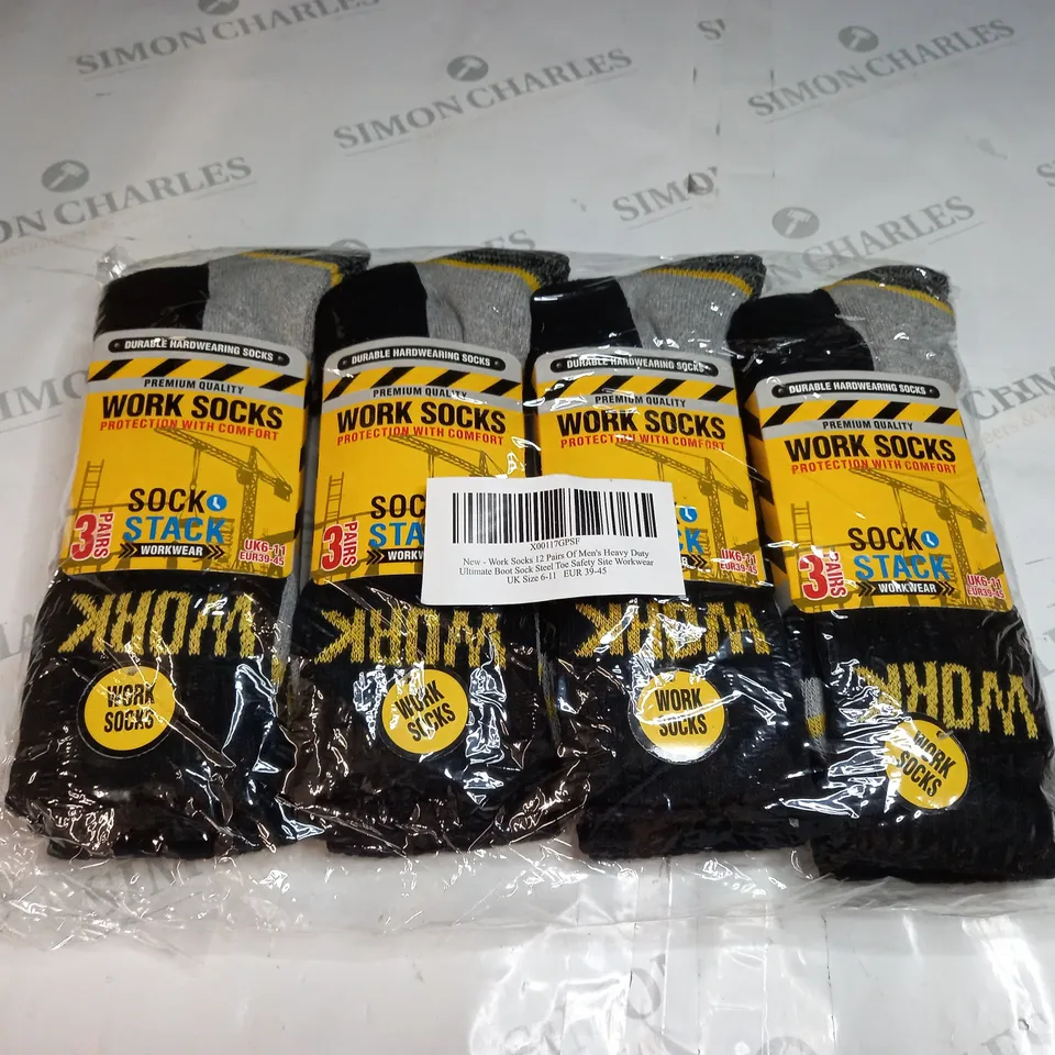 PACK OF 12 HEAVY DUTY WORK SOCKS SIZE 6-11