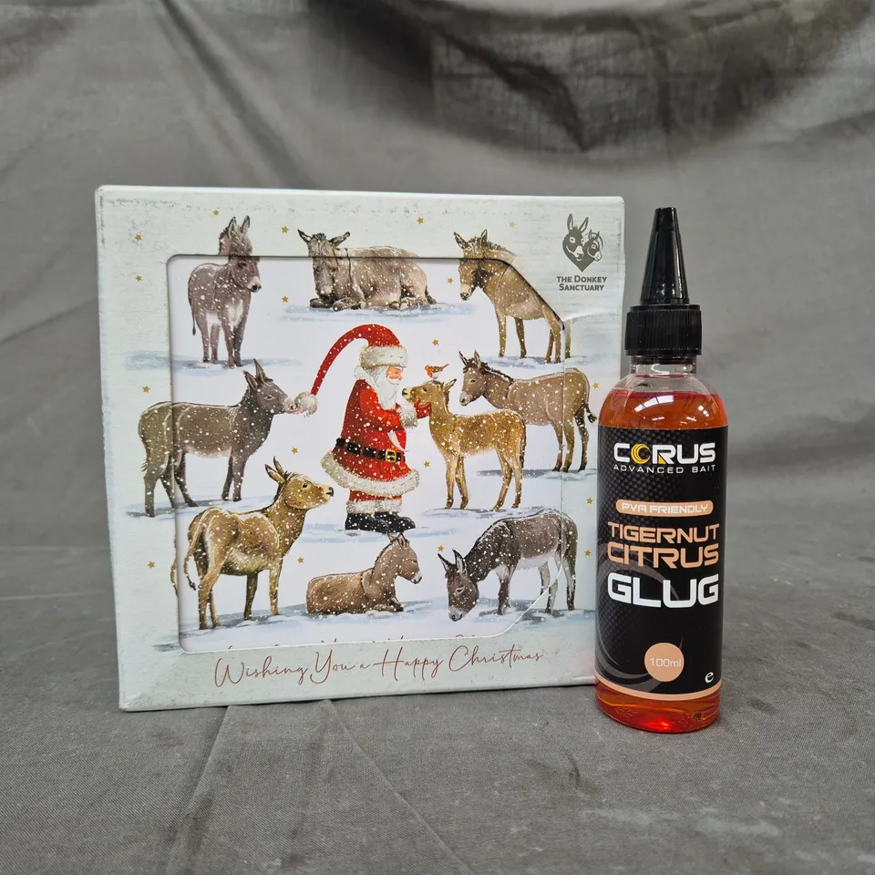 APPROXIMATELY 10 ASSORTED HOUSEHOLD ITEMS TO INCLUDE CHRISTMAS CARDS, TIGERNUT CITRUS GLUG, ETC