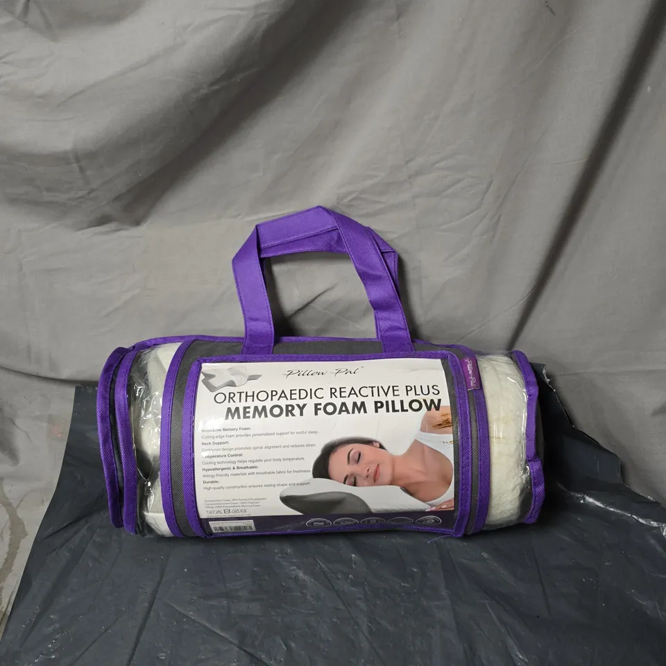 ORTHOPAEDIC REACTIVE PLUS MEMORY FOAM PILLOW – PURPLE CARRY BAG
