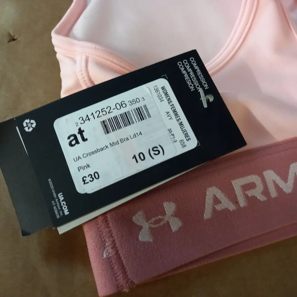 UNDER ARMOUR CROSSBACK MID BRA IN PINK - 10 (S)
