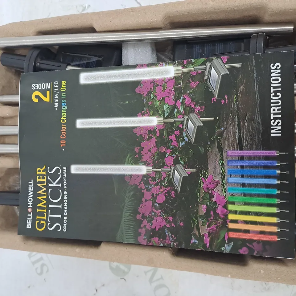 BELL & HOWELL GLIMMER STICKS SET OF 3 SOLAR PATHWAY LIGHTS