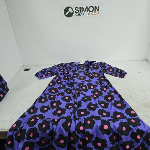 HELENE BERMAN LONDON PURPLE FLORAL DRESS, UK SIZE 10, LIMITED EDITION, MADE IN ENGLAND