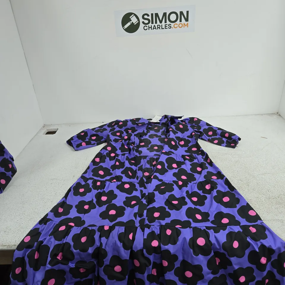 HELENE BERMAN LONDON PURPLE FLORAL DRESS, UK SIZE 10, LIMITED EDITION, MADE IN ENGLAND