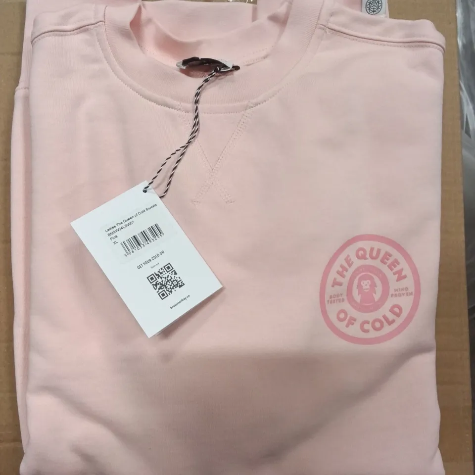 BOX OF BRAND NEW BRASS MONKEY SWEATS - PINK SIZE XL APPROXIMATELY 6