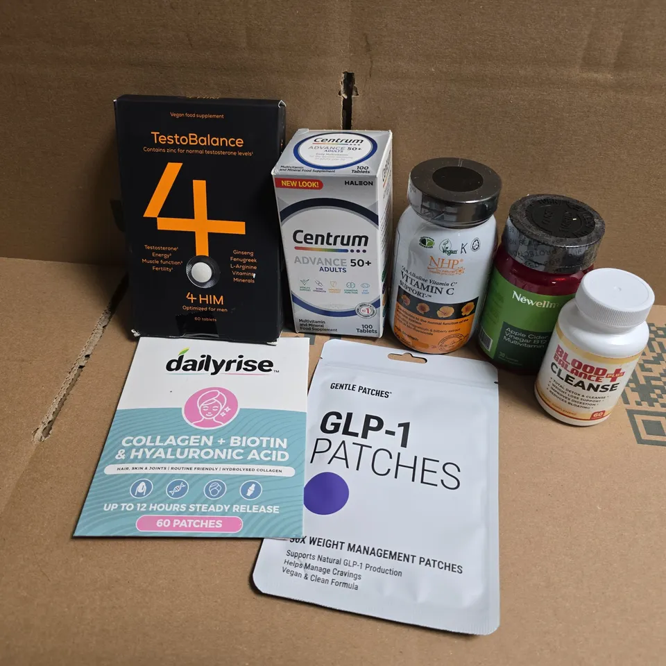 APPROXIMATELY 15 ASSORTED VITAMIN/HEALTH AID PRODUCTS TO INCLUDE TESTOBALANCE 4 HIM, BLOOD PLUS BALANCE CLEANSE, CENTRUM ADVANCE 50+ ADULTS, ETC - COLLECTION ONLY