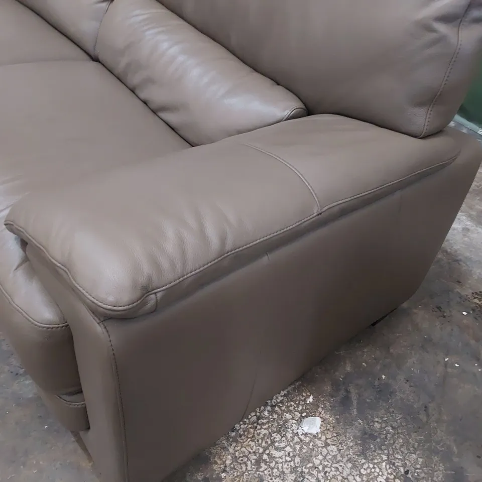 QUALITY ITALIAN DESIGNER CORDOBA LARGE THREE SEATER SOFA MUSHROOM LEATHER