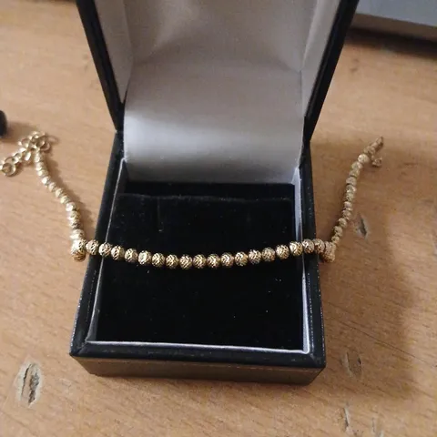 GOLD 9CT ITALIAN GOLD DIAMOND CUT BEAD BRACELET 3.9G