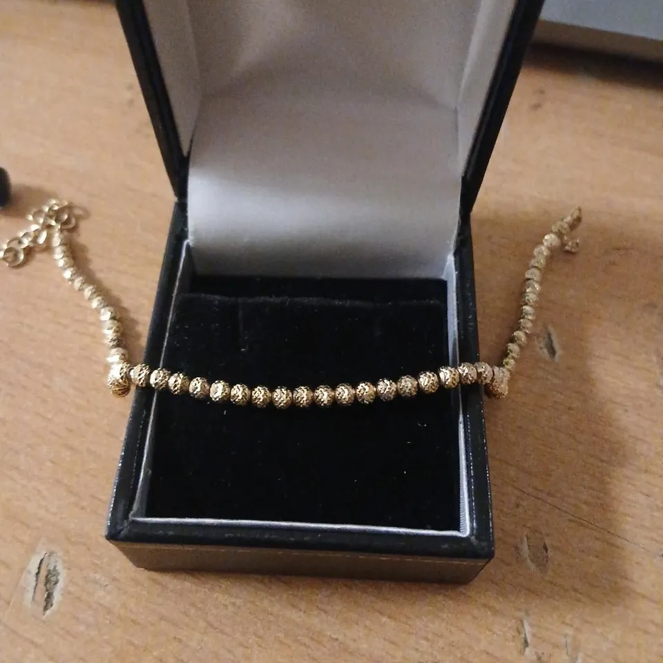 GOLD 9CT ITALIAN GOLD DIAMOND CUT BEAD BRACELET 3.9G 