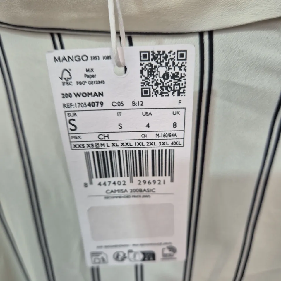 MANGO WOMEN'S STRIPED SHIRT – BUTTON-FRONT, UK 8 (EU S)