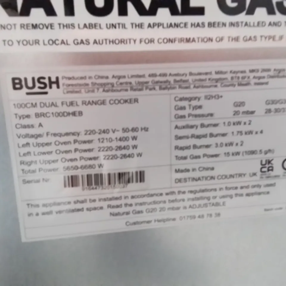 BUSH 100CM DUAL FUEL RANGE COOKER - BLACK