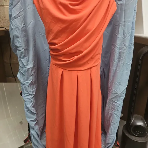 GIRL IN MIND DOLLIE ASYMMETRIC NECKLINE SKATER MIDI DRESS – ORANGE – UK 18