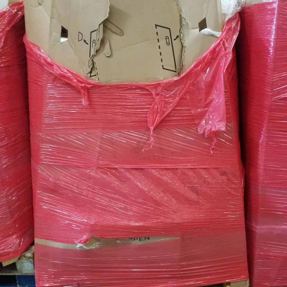 PALLET CONTAINING ASSORTED PRODUCTS INCLUDING WALL MOUNTED SERVER CABINET & COMPUTER MONITORS 