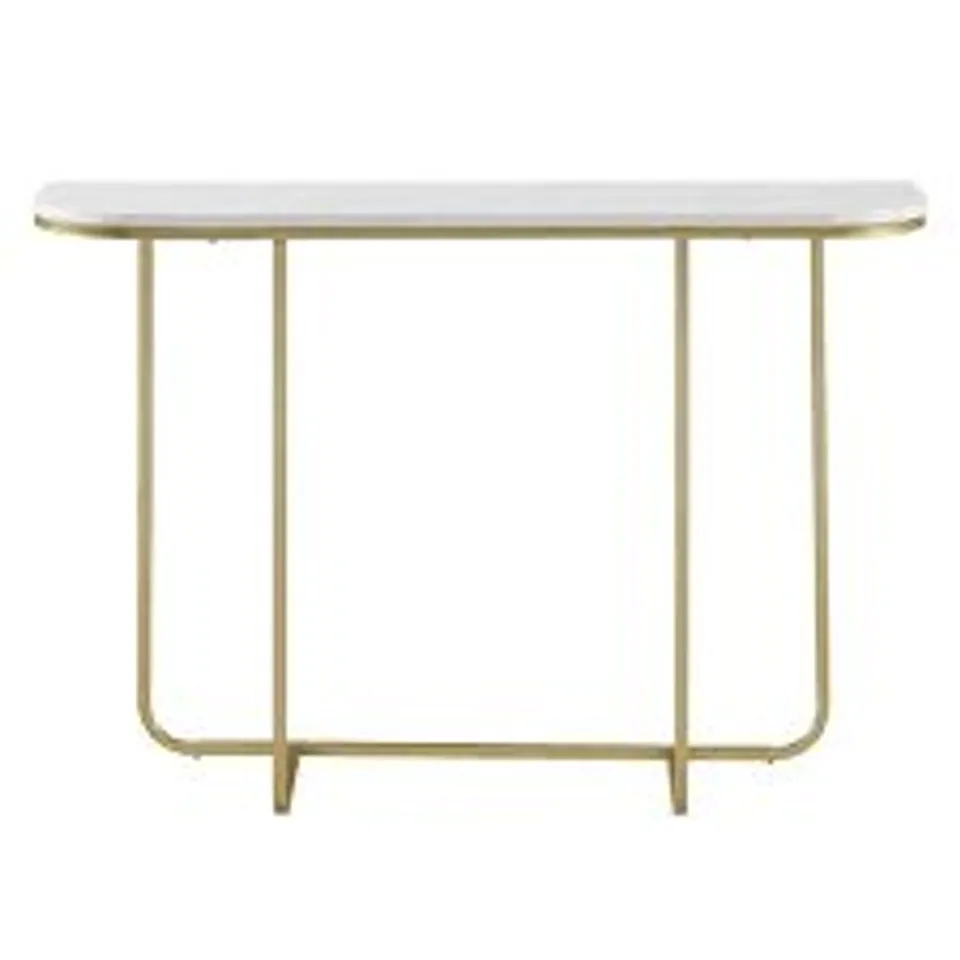 BOXED DESIGNER ENTRY TABLE- WHITE/FAUX MARBLE/GOLD 2 boxes