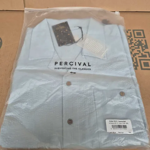 PERCIVAL CUBAN SHIRT – SEERSUCKER, LIGHT BLUE, XXL