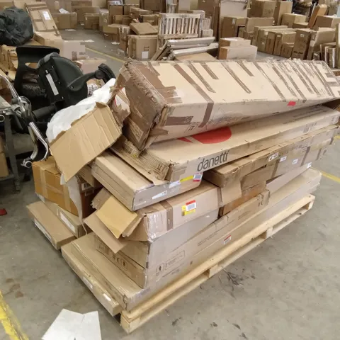 PALLET OF ASSORTED INCOMPLETE FURNITURE PARTS AND PIECES 