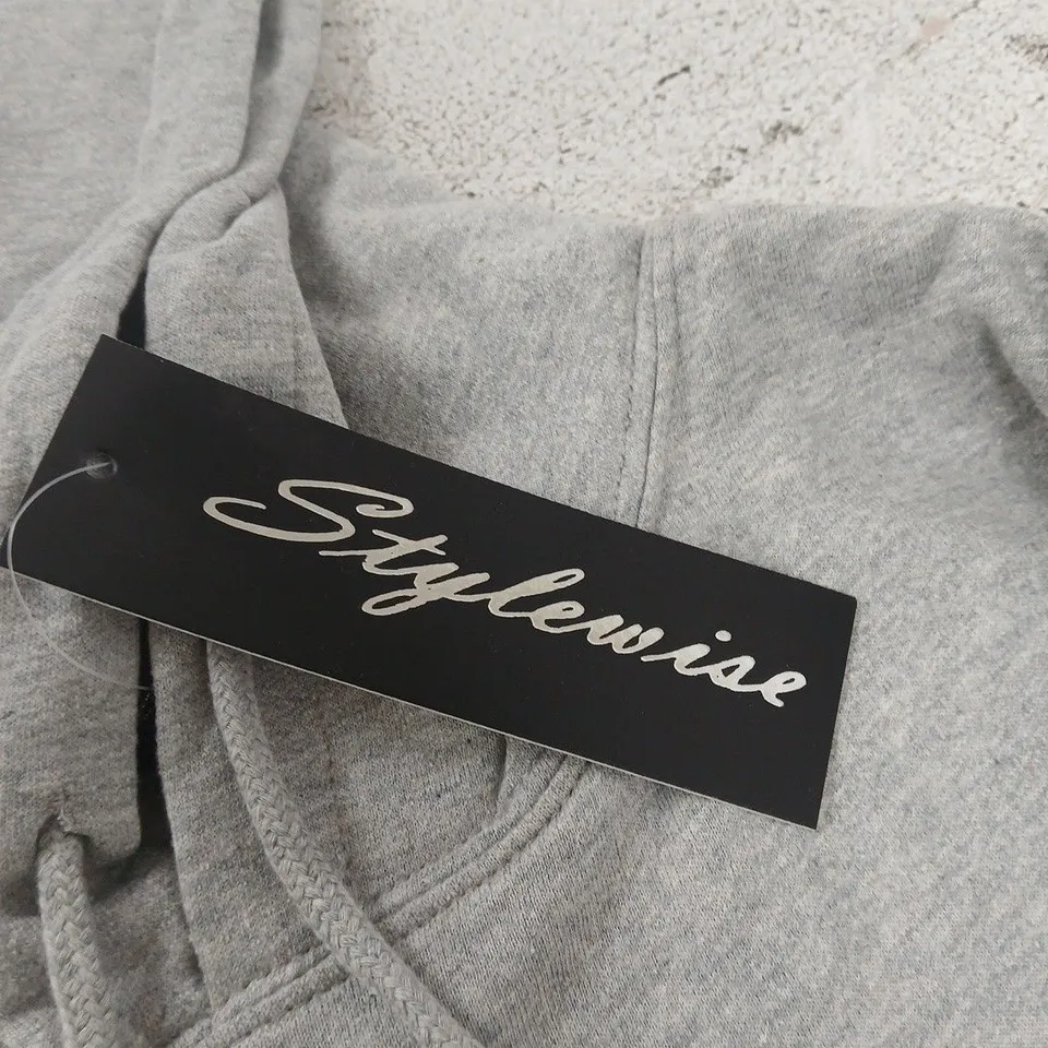 STYLEWISE - PLAIN HOODIE – GREY – UK SIZE S