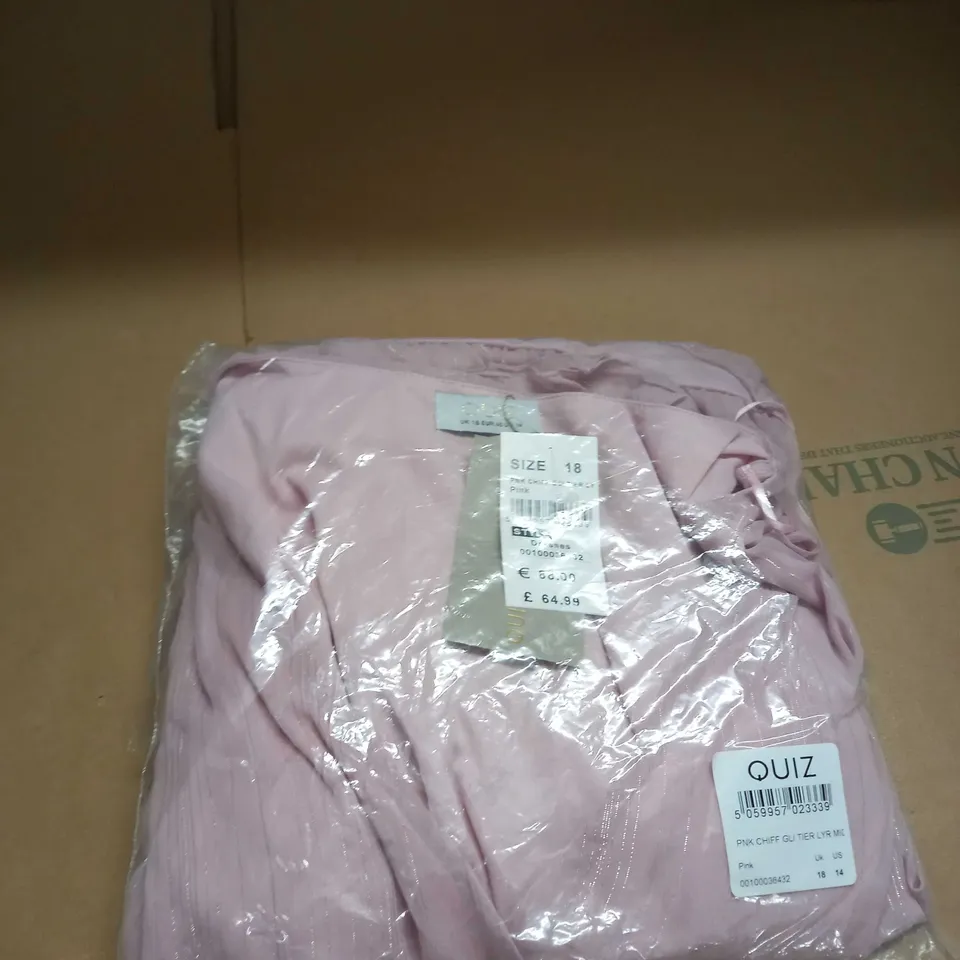 QUIZ PINK CHIFFON DRESS SIZE 18