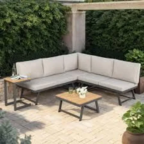 BOXED HOME GARDEN DIRECT MONACO 4 SEATER GREY LOUNGE CORNER SOFA SET (3 BOXES)