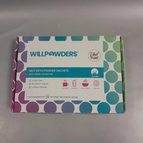 BOXED SEALED WILLPOWDERS MCT KETO POWDER SACHETS - 28 X 4.3G