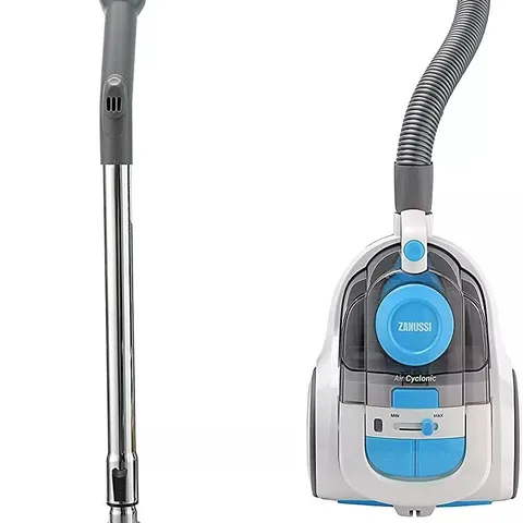 BOXED ZANUSSI PET BAGLESS CYCLONIC VACUUM CLEANER WITH PET HAIR TOOL WHITE BLUE 2.5L 600W