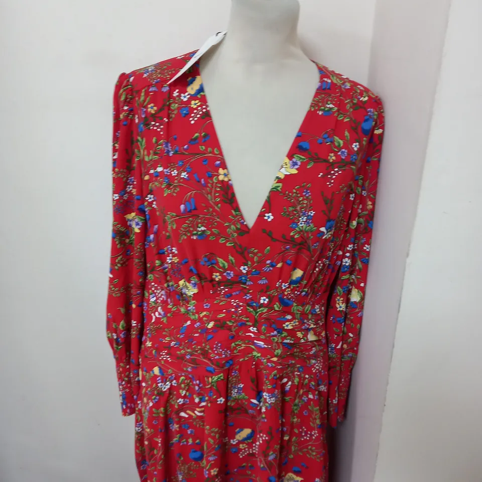 ME+EMRED BLUEBELL PRINT MIDI DRESS SIZE 14