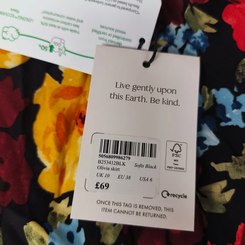 Nobody's Child Olivia Skirt – Black Floral, UK 10 (EU 38)