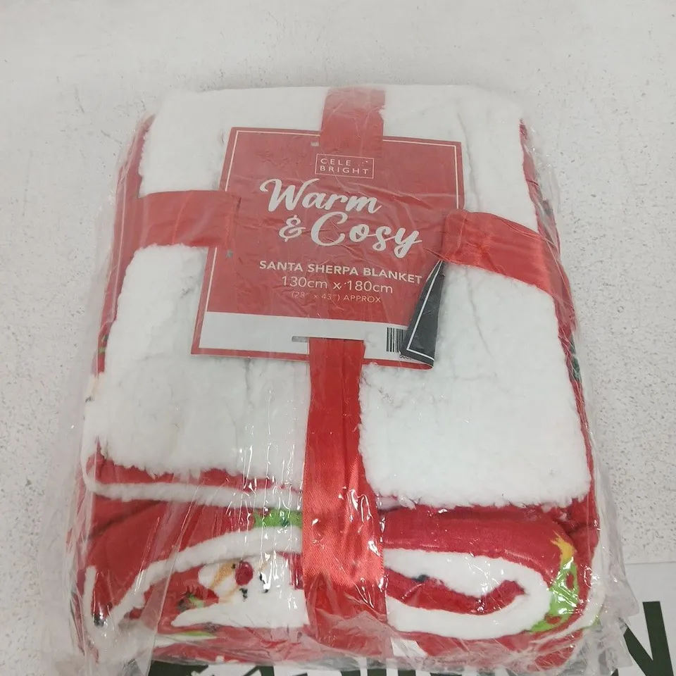CELE BRIGHT WARM & COSY SANTA SHERPA BLANKET 130 × 180 CM