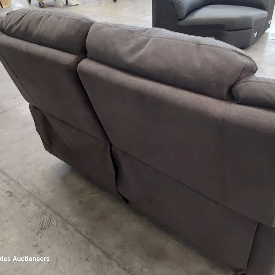 DESIGNER MANUAL RECLINING TWO SEATER SOFA CHARCOAL FABRIC 