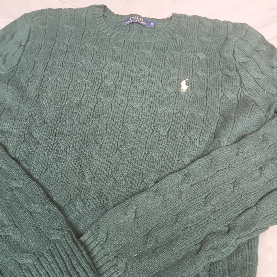 POLO RALPH LAUREN KNITTED JUMPER - GREEN - SIZE SMALL