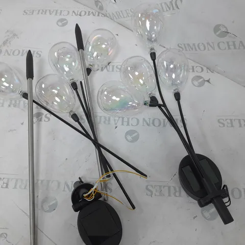 BOXED GARDEN REFLECTIONS SET OF 2 SOLAR LED IRIDESCENT BALLOON CLUSTER STAKE LIGHTS