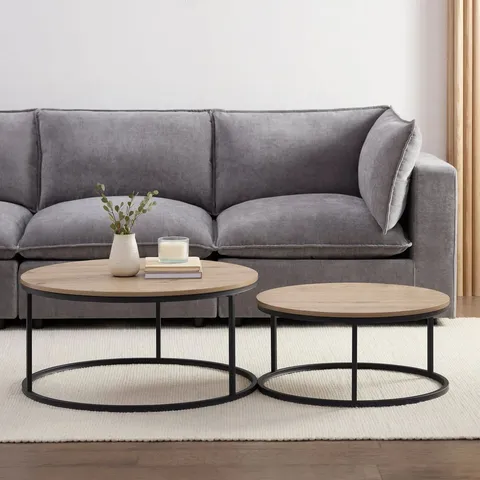 BOXED DUSK WILLOW ROUND NESTING COFFEE TABLE - WOOD (1 BOX)