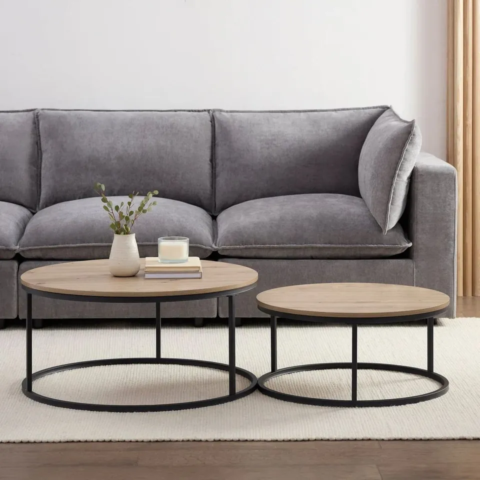 BOXED DUSK WILLOW ROUND NESTING COFFEE TABLE - WOOD (1 BOX)