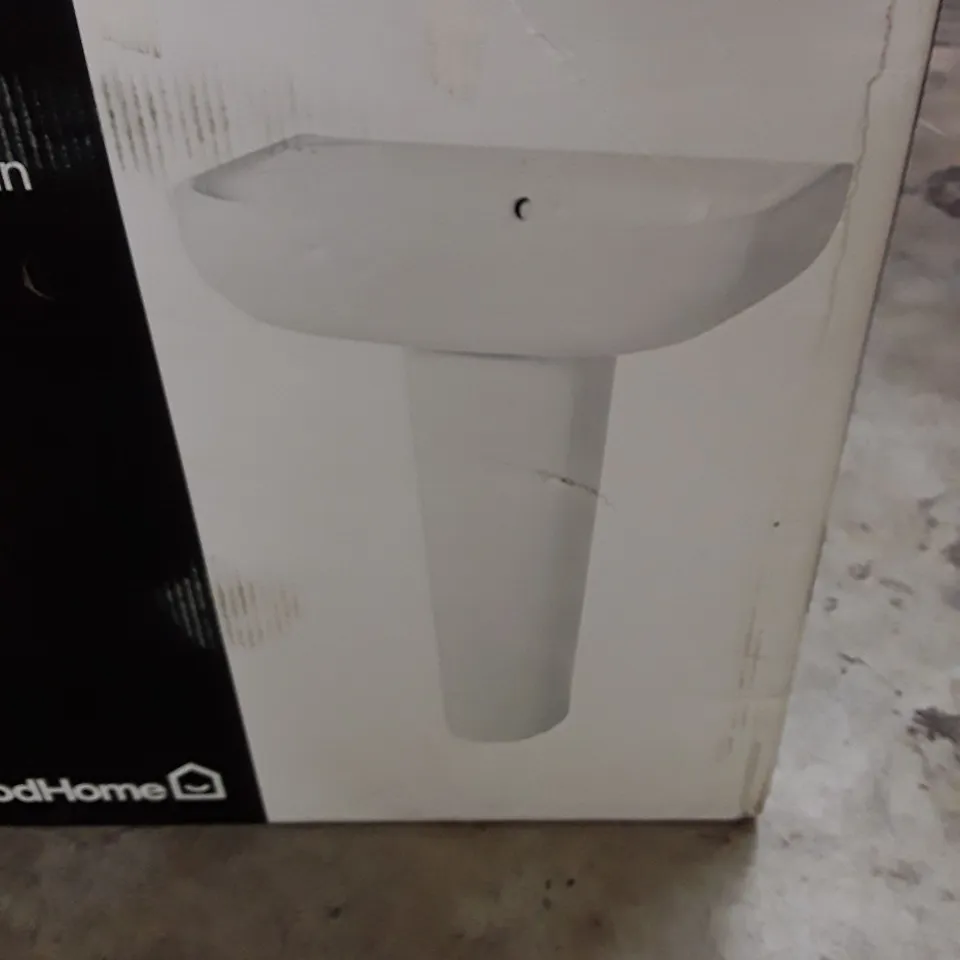 BOXED GOODHOME CAVALLY CERAMIC FULL PEDESTAL BASIN