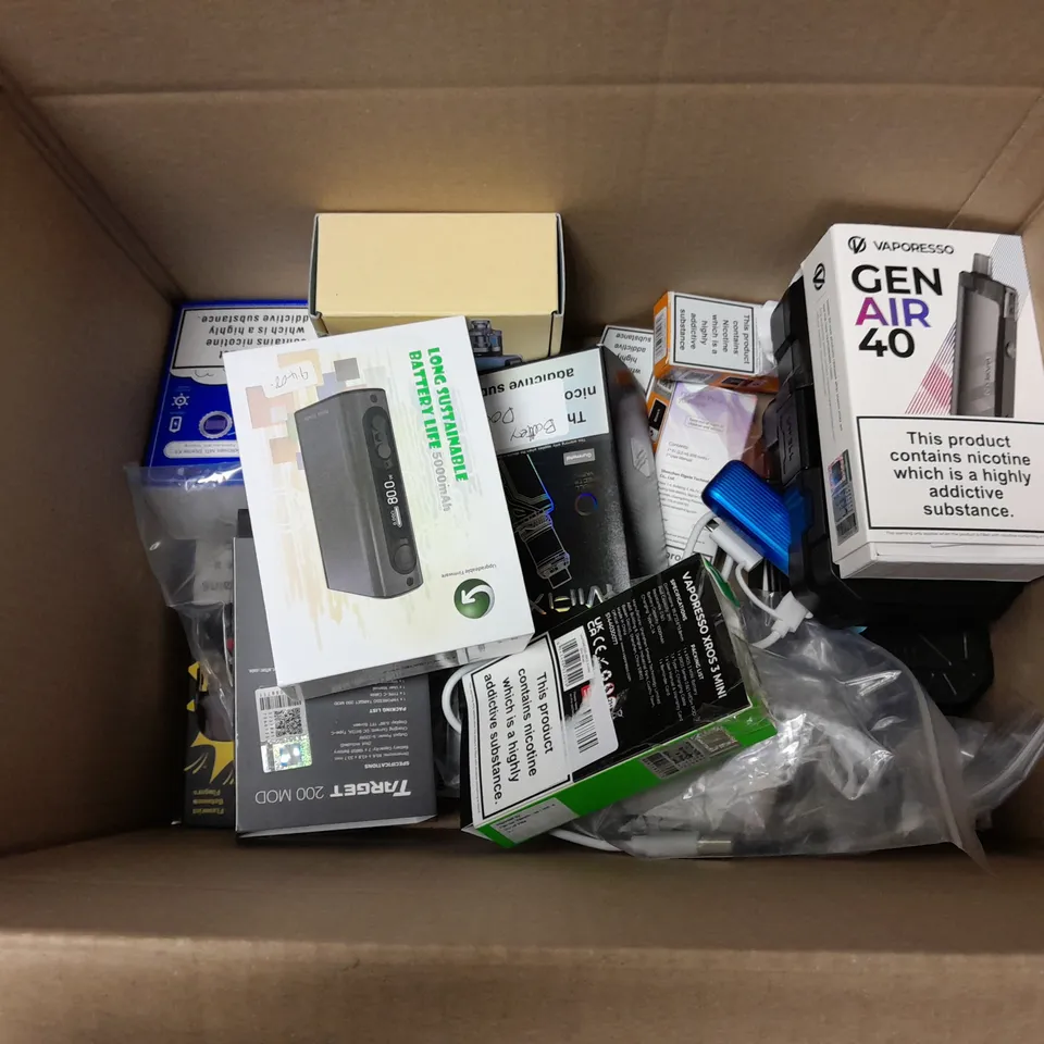 APPROXIMATELY 10 ASSORTED E-CIGARETTES TO INCLUDE VAPORESSO RAGET 200 MOD, ELEAF, VAPORESSO GEN AIR 40, ETC