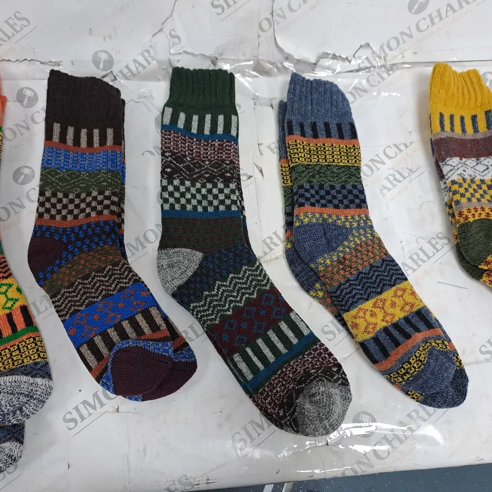 SET OF 5 MERINO WOOL NORDIC SOCKS - SIZE X-LARGE 