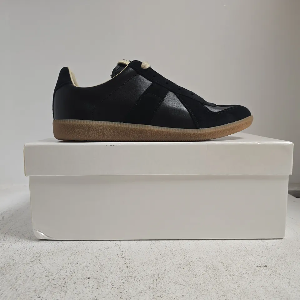 BOXED PAIR OF MAISON MARGIELA TRAINERS IN BLACK SIZE EU 43