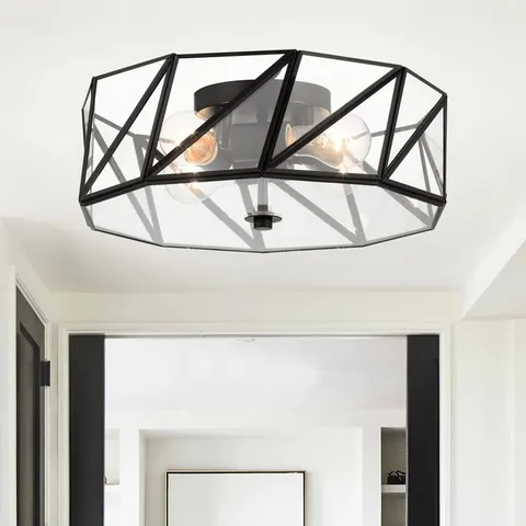 BOXED BRAND NEW ANES 3 - LIGHT 40CM UNIQUE/STATEMENT GEOMETRIC FLUSH MOUNT LIGHT - BLACK