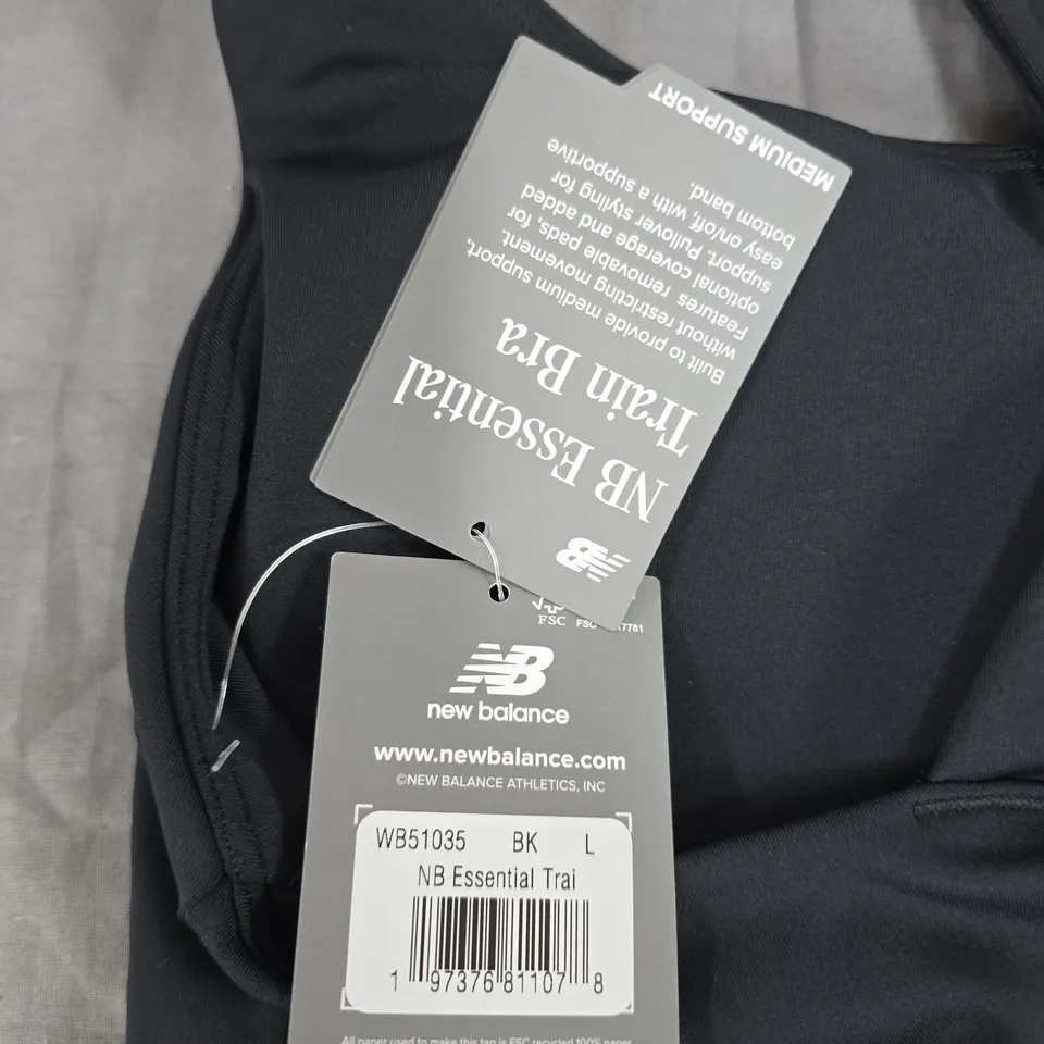 NEW BALANCE NB ESSENTIAL TRAIL SPORTS BRA – BLACK – SIZE L