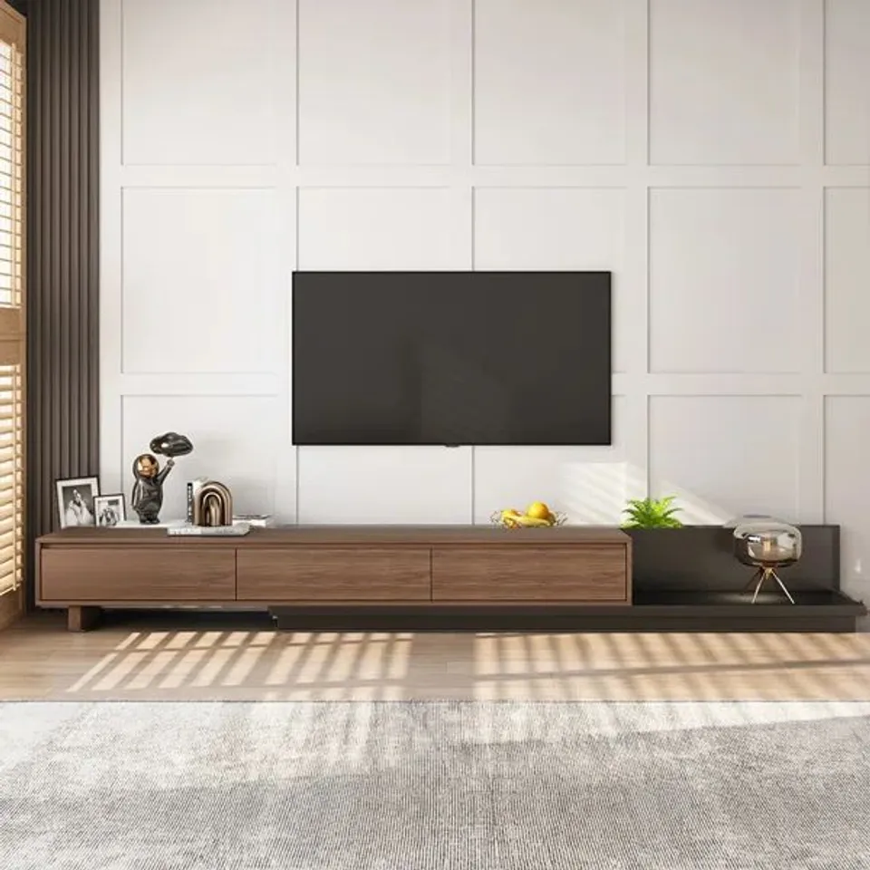 BOXED EXTENDABLE TV STAND WITH 3 DRAWERS (1 BOX)