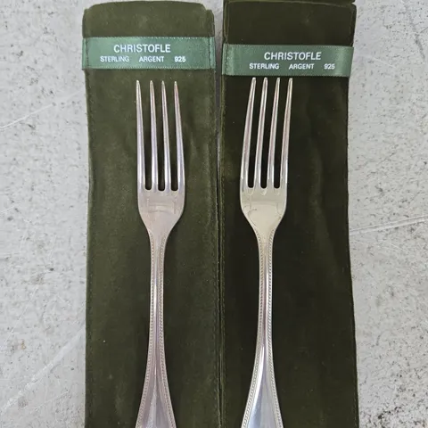 PAIR OF CHRISTOFLE STERLING ARGENT 925 DINNER FORKS