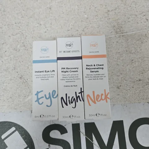 MIE MY INSTANT EFFECTS SKINCARE TRIO – EYE LIFT, NIGHT CREAM & NECK & CHEST REJUVENATING SERUM