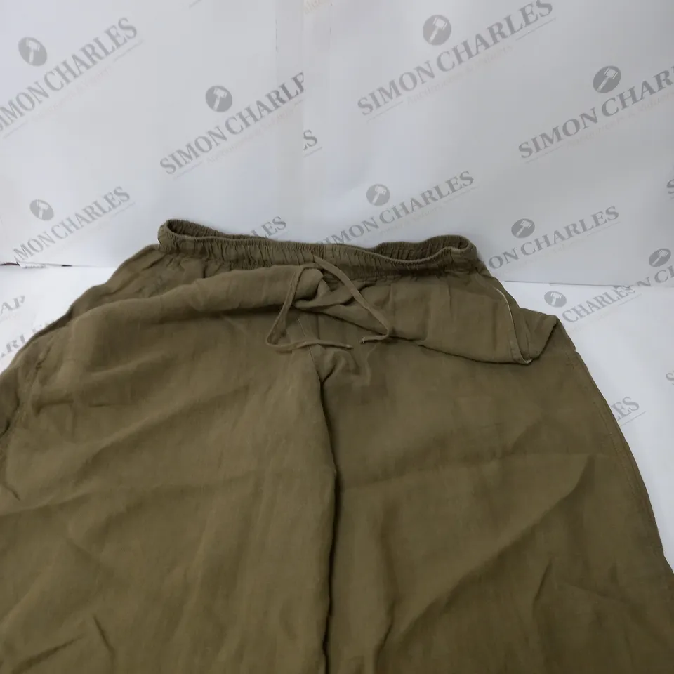 TOPSHOP LINEN BALLOON TROUSER IN KHAKI - S